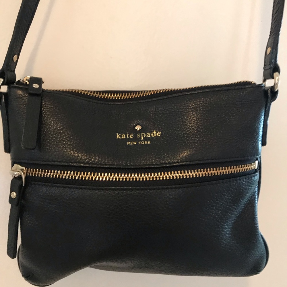 Kate Spade black leather crossover bag